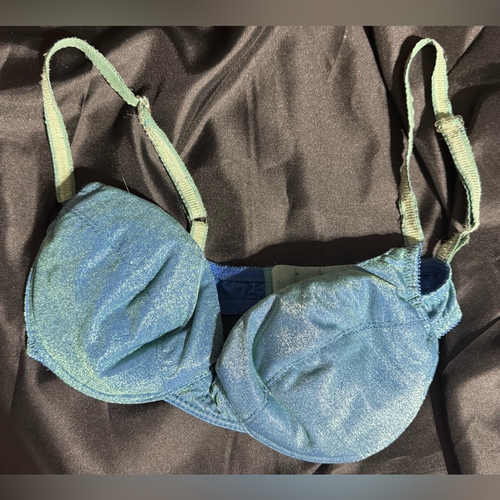 Vintage Iridescent Blue Green Padded Bra by Victoria’s Secret, sz 34B